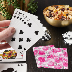 Pink Silver Glam Abstract Circles Playing Cards