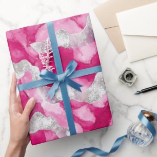 Pink Silver Glam Christmas Wrapping Paper