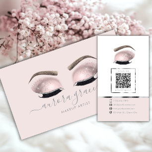 Pink Silver Glamour Makeup Artist Business Card