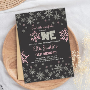 Pink Silver Glitter Onederland Birthday Invitation
