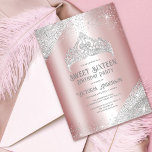 Pink Silver Glitter Princess Tiara Sweet 16 Invita Invitation<br><div class="desc">This glamourous and girly sweet sixteen birthday party invitation is perfect for the stylish and trendy girl. It features a faux printed sparkly silver tiara crown with speckled and splatter glitter dust confetti on a pink dreamy metallic background. It's elegant, pretty, luxurious, and modern; the perfect design to impress her...</div>