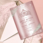 Pink Silver Glitter Princess Tiara Sweet 16 Invitation<br><div class="desc">This glamourous and girly sweet sixteen birthday party invitation is perfect for the stylish and trendy girl. It features a faux printed sparkly pink tiara crown with speckled and splatter glitter dust confetti on a pink dreamy metallic background. It's elegant, pretty, luxurious, and modern; the perfect design to impress her...</div>