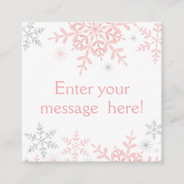 Pink & Silver Glitter Snowflake Baby Shower Tag (Front)