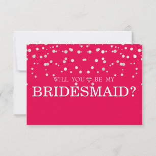 Pink Silver Glitter Will You Be My Bridesmaid Invitation