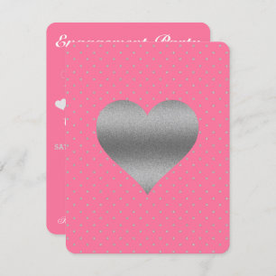 Pink & Silver Heart Polka Dot Bridal Shower Party Invitation
