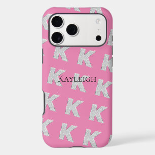 Pink Silver Letter K