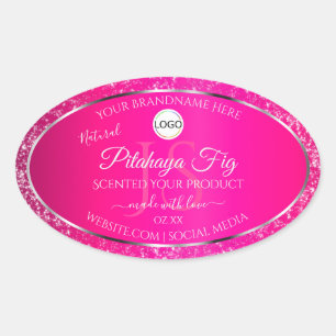 Pink Silver Logo Initials Glitter Product Labels