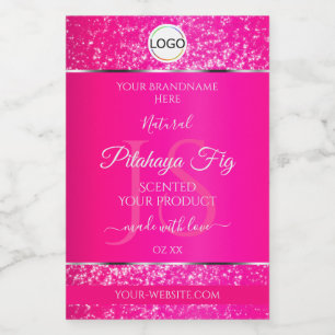 Pink Silver Logo Initials Glitter Product Labels