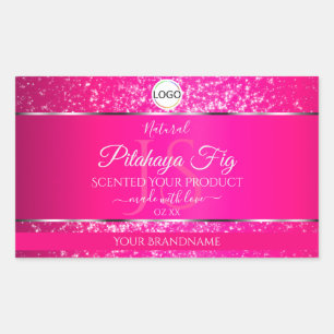 Pink Silver Logo Initials Glitter Product Labels