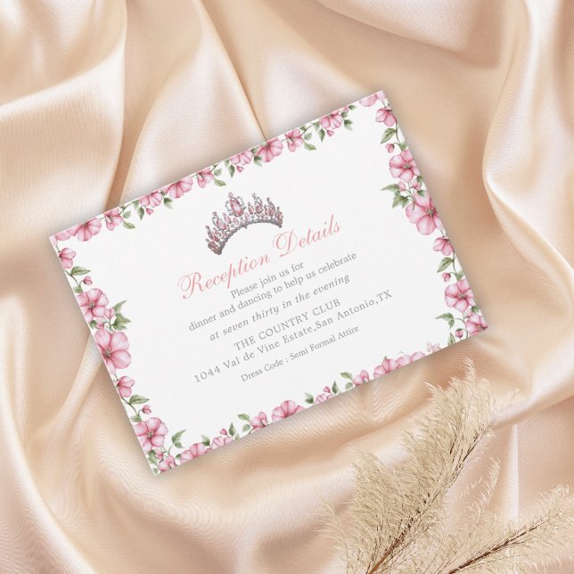 Pink Silver Mis Quince Glitter Quinceañera Enclosure Card (Creator Uploaded)