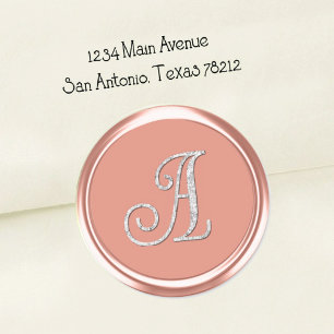 Pink Silver Monogram on Any Colour Envelope Seal 