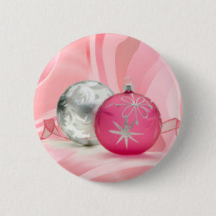 PINK & SILVER ORNAMENTS by SHARON SHARPE 6 Cm Round Badge