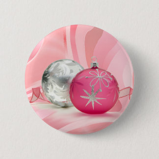 PINK & SILVER ORNAMENTS by SHARON SHARPE 6 Cm Round Badge