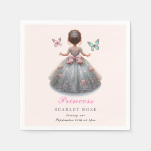 Pink silver princess gown Fairytale birthday party Napkin