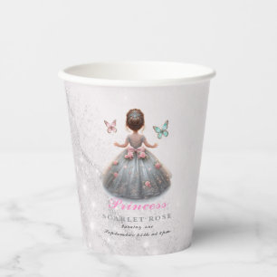 Pink silver princess gown Fairytale birthday party Paper Cups