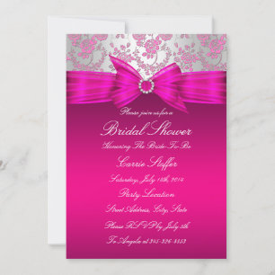 Pink & Silver Rose Bridal Shower Invite