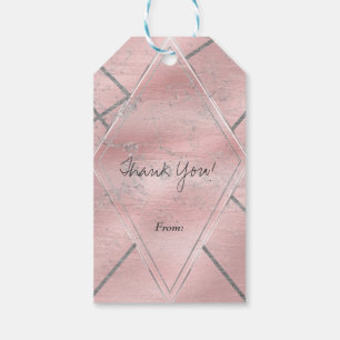Pink & Silver Satin Sparkle Glam Chic Party Favour Gift Tags