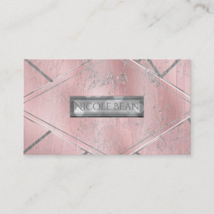 Pink & Silver Satin Sparkle Glam Chic Salon Style Business Card