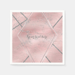 Pink & Silver Satin Sparkle Glam Designer Party Napkin