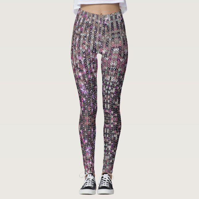 Pink silver sequins | sparkle pattern   leggings (Front)