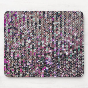 Pink silver sequins   sparkle pattern    mouse mat