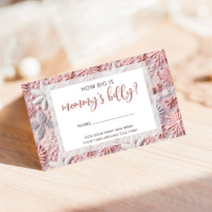 Pink Silver Snowflakes How Big is Mummy's Belly Enclosure Card