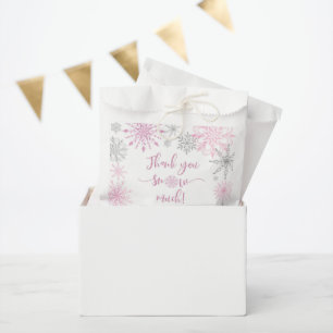 Pink silver snowflakes Thank you snow much Favour Bags