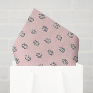 Pink Silver Sparkle Lips XOXO Birthday Tissue Paper