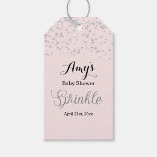 Pink Silver Sprinkle Baby Shower Gift Tags