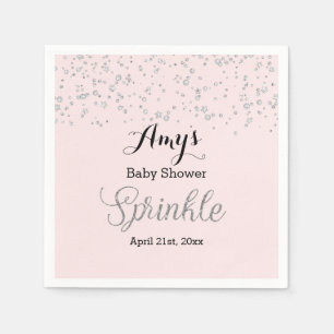 Pink Silver Sprinkle Baby Shower Napkin