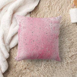 Pink Silver Stars Cushion