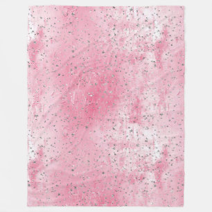 Pink Silver Stars Fleece Blanket