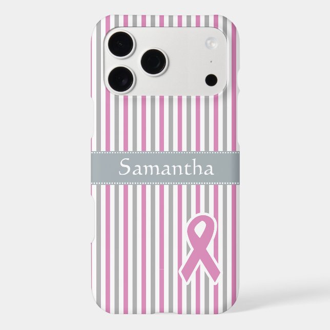 Pink & Silver Stripes custom monogram cases (Back)
