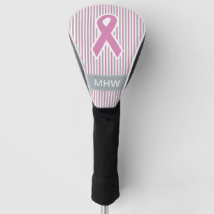 Pink & Silver Stripes custom monogram driver cover