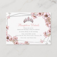 Pink Silver Tiara Butterfly Enclosure Card
