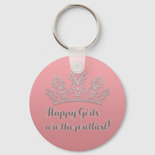 Pink Silver Tiara Pageant Happy Girls Prettiest Key Ring