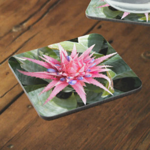 Pink Silver Vase Plant Flower Photo Coaster