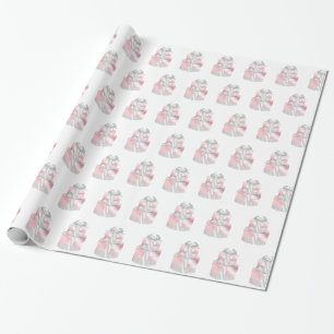 Pink Silver Wedding Cake BIRTHDAY WEDDING WRAP Wrapping Paper