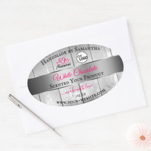 Pink Silver White Wood Grain Product Labels Logo