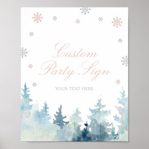 Pink & Silver Winter Wonderland Custom Party Sign
