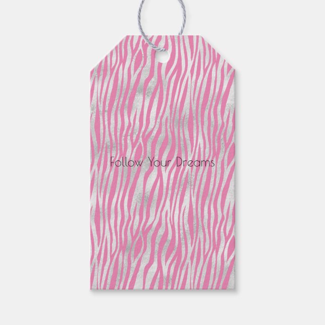 Pink Silver Zebra        Gift Tags (Front)