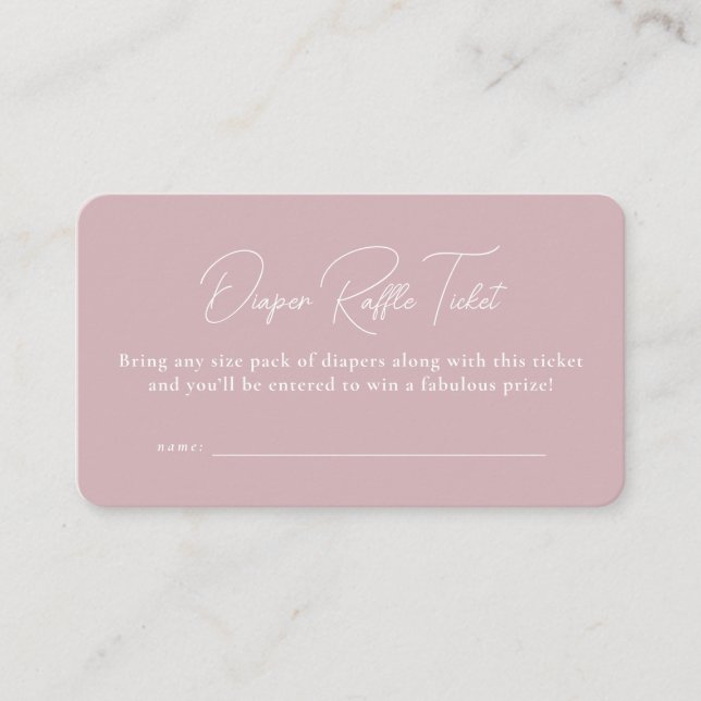 Pink simple baby shower diaper raffle ticket enclosure card (Front)