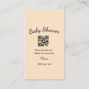 Pink simple baby shower q r code add name text thr business card