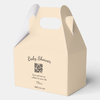 Pink simple baby shower q r code add name text thr favour box