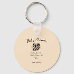 Pink simple baby shower q r code add name text thr key ring