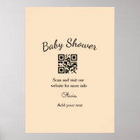 Pink simple baby shower q r code add name text thr