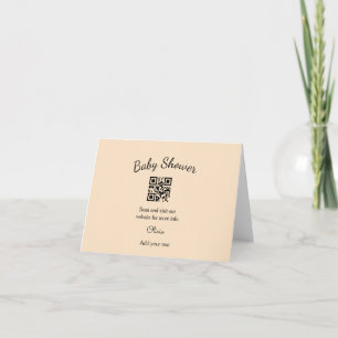 Pink simple baby shower q r code add name text thr thank you card