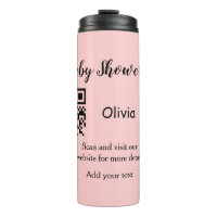 Pink simple baby shower q r code add name text thr