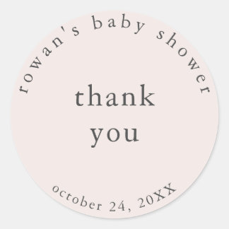 Pink Simple Baby Shower Thank You Sticker