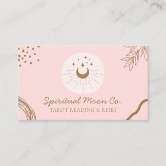 Pink Simple Blush Moon Stars Spiritual Reiki Business Card